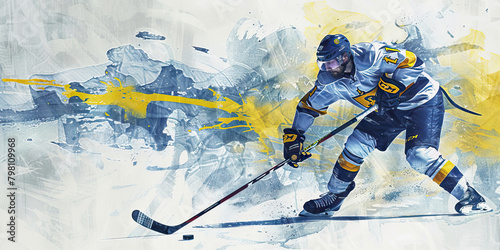 Swedish Flag with an Designer and a Hockey Player - Picture the Swedish flag with an designer representing Sweden's design culture and a hockey player photo