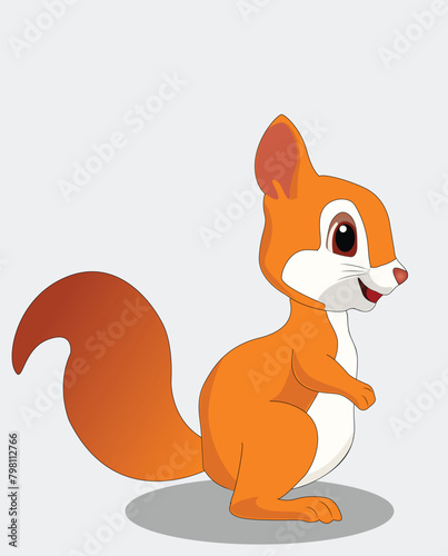 Cute squirrel side view cartoon character design
