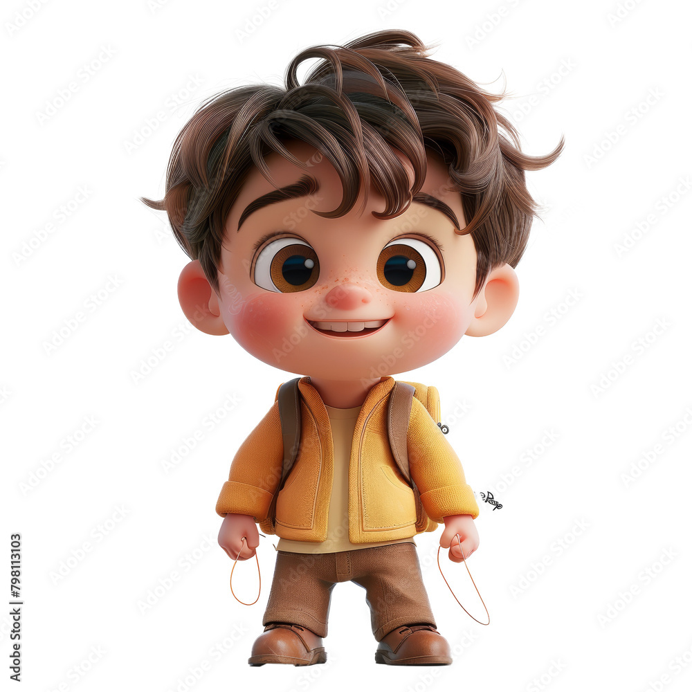 Cute 3D cartoon character of a little boy Cute 3D cartoon character of a little boy