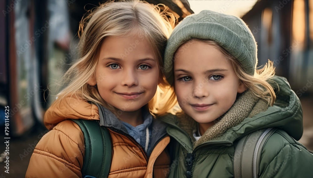 Hope Amidst Hardship: Little Girl and Sister's Portrait Hope Amidst Hardship: Little Girl and Sister's Portrait