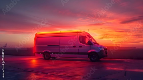 Customizable Van Mockup for Corporate Branding with Abstract Gradient Background Design Services. Concept Vehicle Wrap Design, Corporate Branding, Abstract Background, Mockup Services