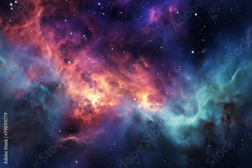 b'Amazing colorful nebula and stars in deep outer space' photo
