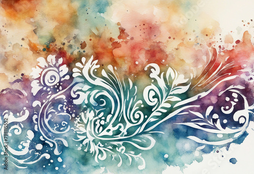 batik design in splash watercolor painting