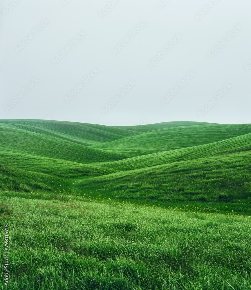Naklejka premium b'Green rolling hills under a white sky'
