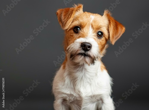 b'A cute brown and white dog looking at the camera'