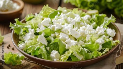 salad with romaine lettuce  cottage cheese and yogurt