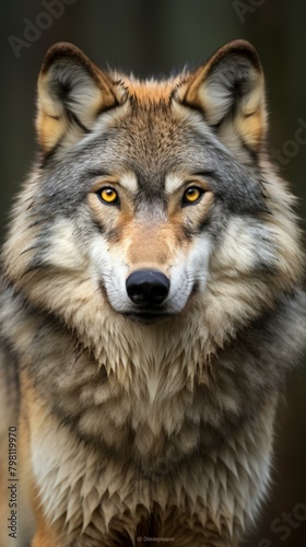 b Portrait of a Gray Wolf 