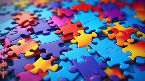 Colorful pieces puzzles background. World autism awareness day concept.