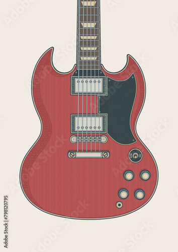 Cherry red rock solid body electric guitar art