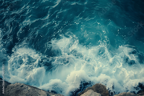 Photograph ocean waves crashing against a serene coastline, symbolizing natural frequencies.