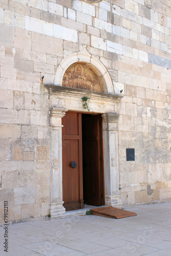 the door to the church in Vis  island Vis  Croatia