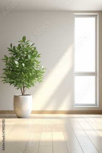 b Sunlight shining through a window onto a potted plant 