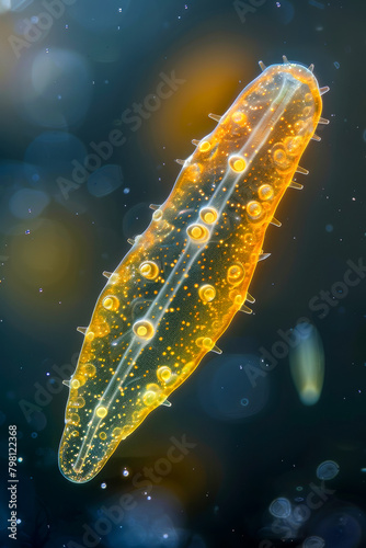 Bioluminescent Microorganism Glowing in Deep Ocean Waters photo