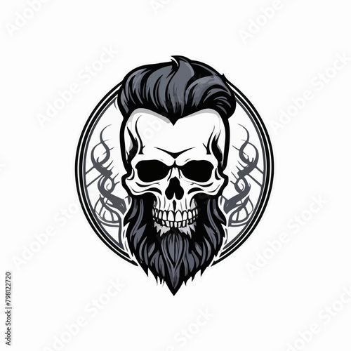 Bearded Skull Vector Illustration