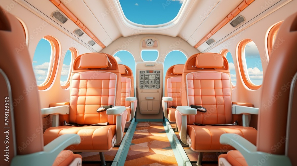 Obraz premium b'The interior of a private jet with empty seats'