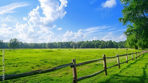 b'Farm with green grass and blue sky' © duyina1990