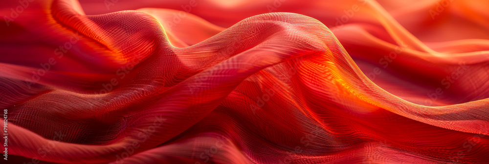 Obraz premium Vibrant Red Silk Fabric Waves in Elegant Motion