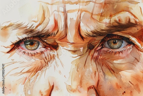 Detailed close up of a painting of a person's eyes. Suitable for art and creative concepts