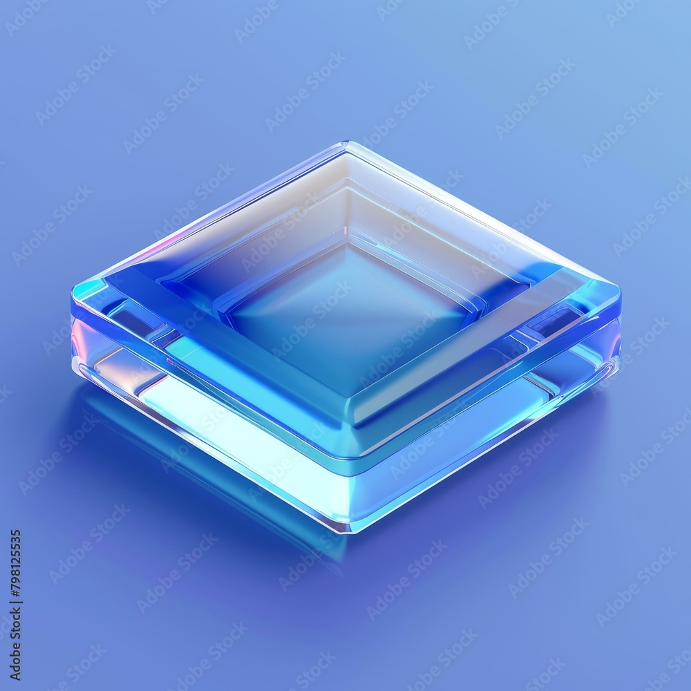 b'3D rendering of a blue crystal cube' b'3D rendering of a blue crystal cube'