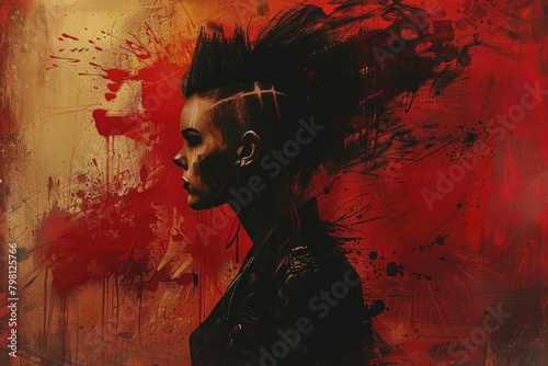 A woman with a unique mohawk hairstyle, suitable for fashion or beauty concepts photo