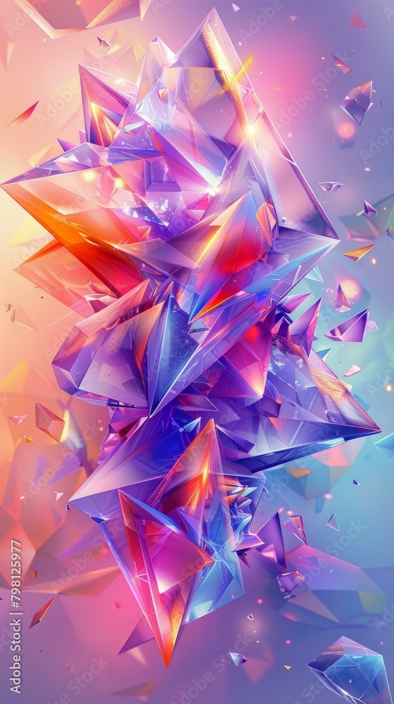 b'Colorful 3D geometric shapes' b'Colorful 3D geometric shapes'