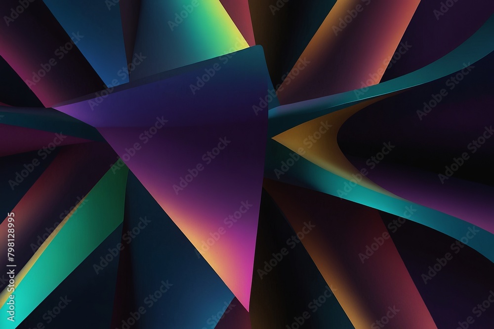 3d render abstract iridescent shape, dark background design