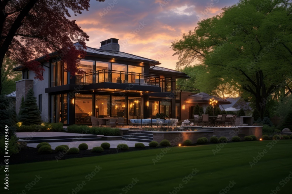b'A luxurious house with a pool and a beautiful garden' b'A luxurious house with a pool and a beautiful garden'