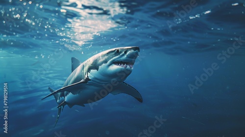 shark at dark blue sea © Yevhen