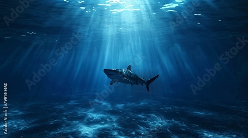 shark at dark blue sea