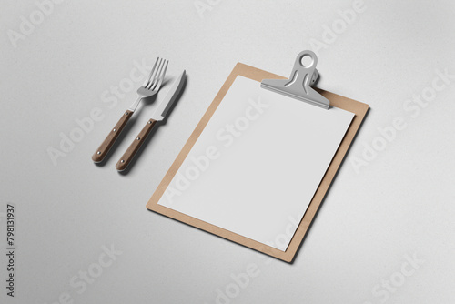 Blank restaurant menu mockup and clipboard (ID: 798131937)