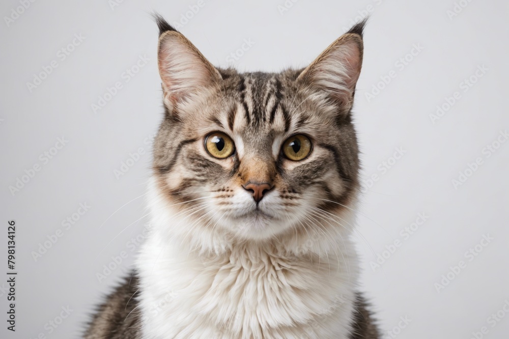 Portrait of American Curl cat looking at camera. Studio shot.