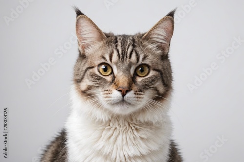 Portrait of American Curl cat looking at camera. Studio shot. © ThomasLENNE