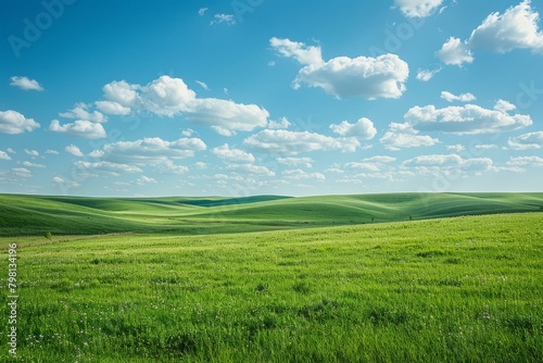 b Landscape with green hills and blue sky 