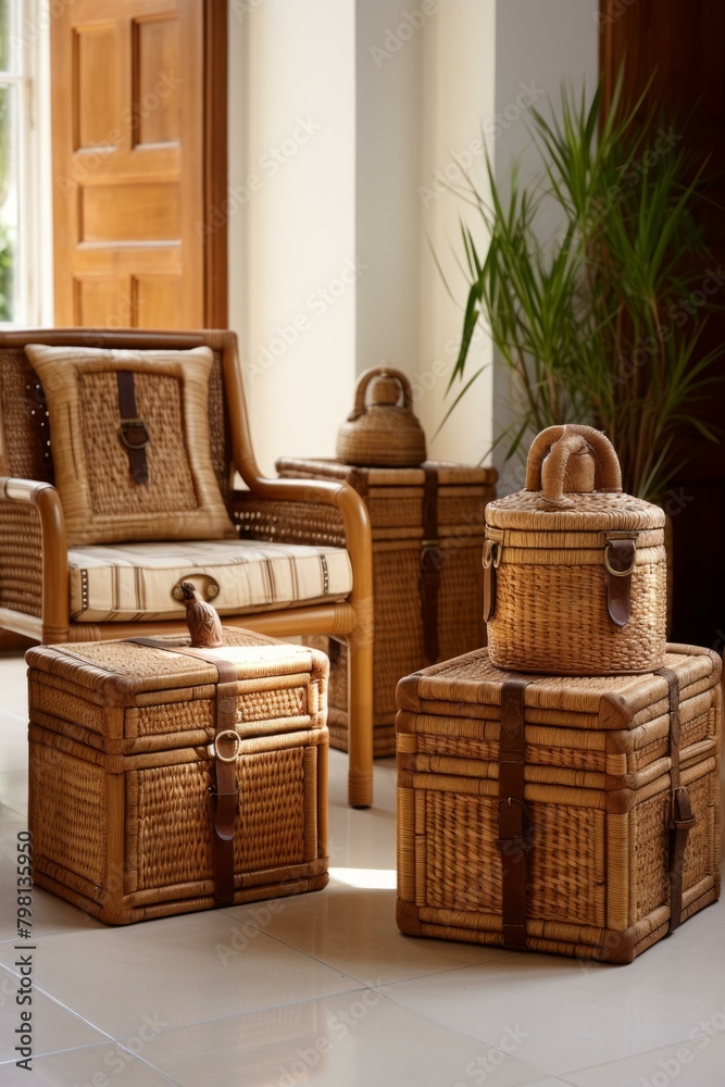 Fototapeta premium b'Wicker furniture and storage baskets'