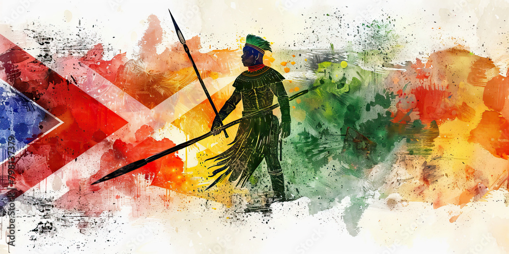 The South African Flag With A Zulu Warrior And A Winemaker Imagine 