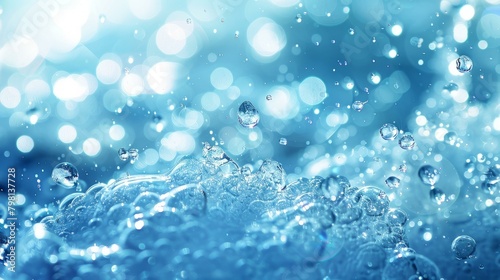 b'Close-up of water droplets forming a wave with a blurred background'