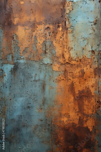 b'rusty metal texture with blue and orange'