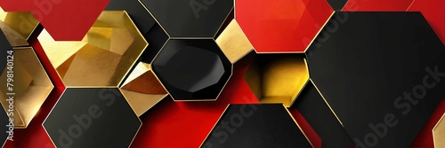 red gold black hexagon abstract geometric photo