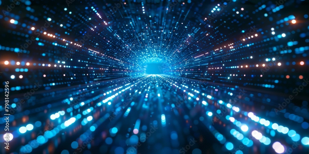 Blue and orange glowing particle tunnel Blue and orange glowing particle tunnel