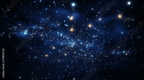 b'Blue and Yellow Stars Scattered in Space'