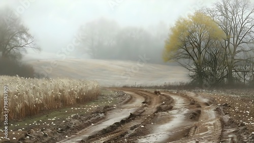 Rural Land for Sale with Development Potential and Distinctive Tire Tracks. Concept Real Estate, Development Opportunities, Rural Land, Tire Tracks, Property Investment © Ян Заболотний