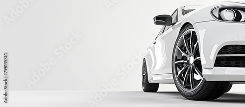 Front view of a modern hybrid car close up on a white background photo