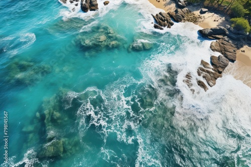 a blue water and rocks © Balaraw
