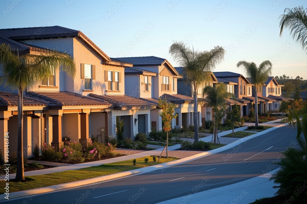 Obraz premium b'A row of new townhomes in a suburban neighborhood'