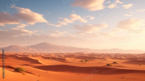 a desert landscape with hills and clouds