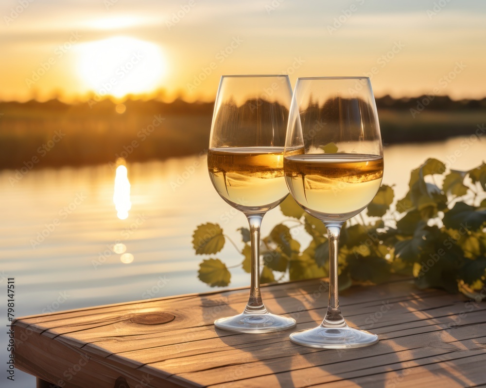 two glasses of wine on a table