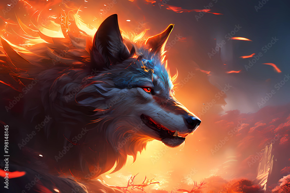 Fire Wolf,Generative AI Fire Wolf,Generative AI