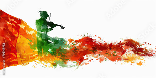 The Portuguese Flag with a Fado Singer and a Navigator - Picture the Portuguese flag with a fado singer representing Portugal's traditional music genre and a navigator symbolizing the country's histor photo