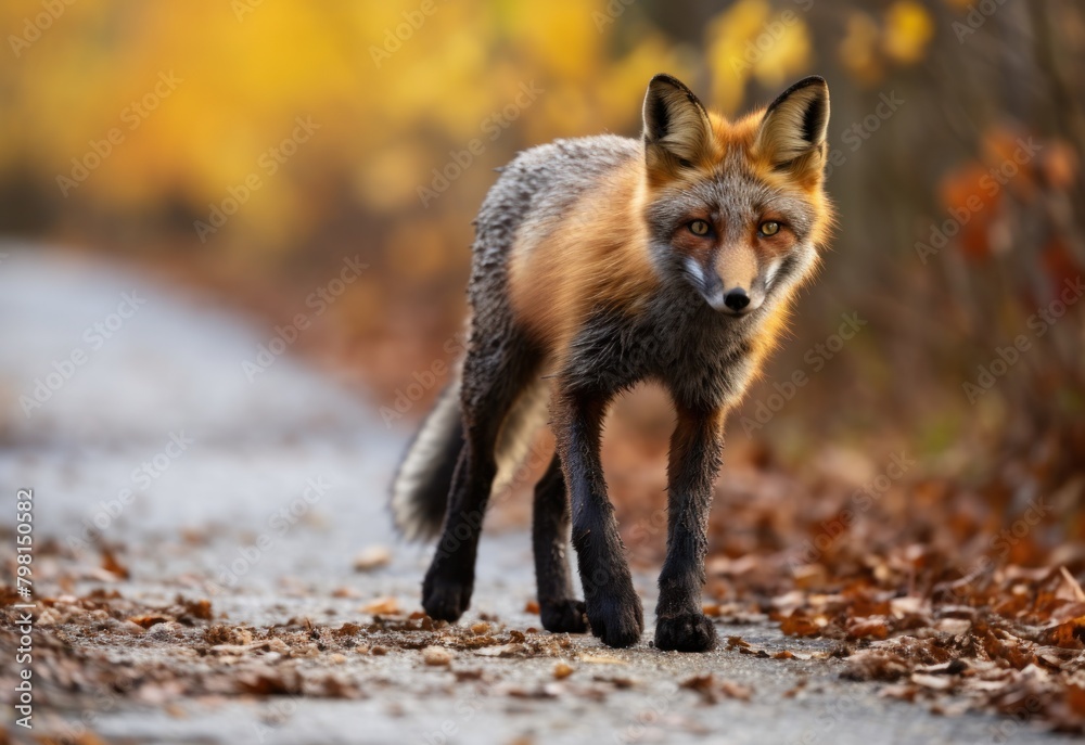 a fox walking on a path
