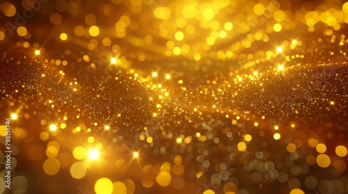 b'Golden glitter background with glowing stars and sparkles'